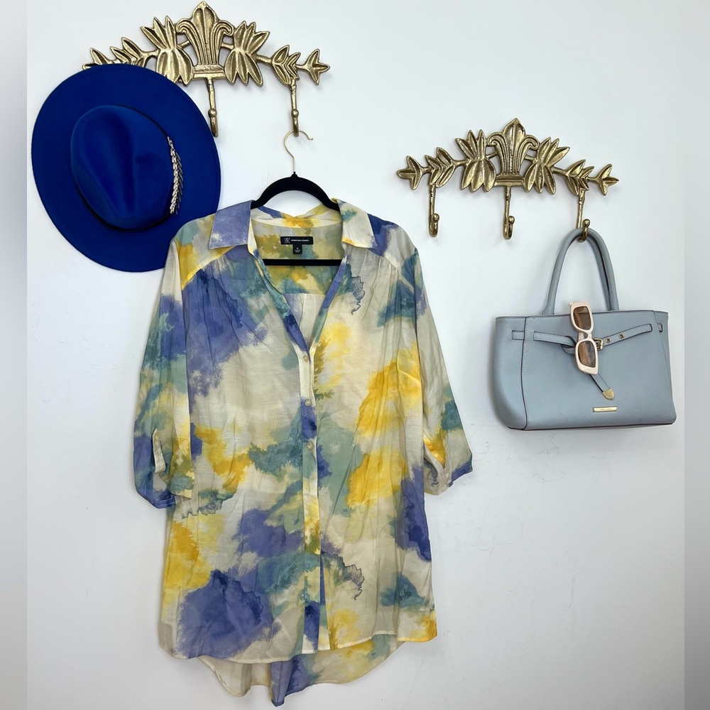 Light tie dye tunic blouse 1x ptp 26”
